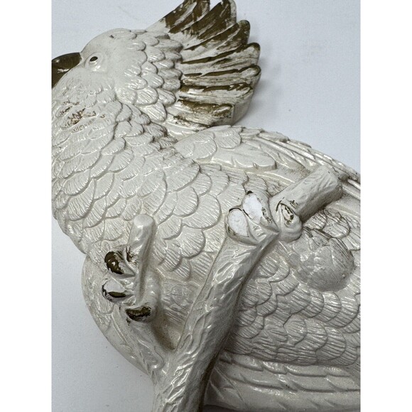 Vintage 1979 Miller Studio Chalkware Cockatoo Wall Art Pair of Birds White Gold - Picture 4 of 8